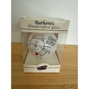 Good Kitty Cat Christmas Ornament Designers Studio Authentic Handcrafted Glass